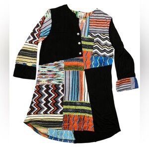 Womens Parsley And Sage Top Size SMALL 3/4 Sleeved Colorful Tunic Shirt Boho